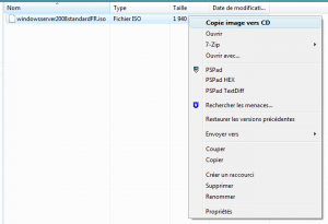 Graver une image ISO sous VISTA avec ISO RECORDER