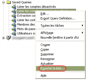 Exporter la requete LDAP Exporter la requete LDAP
