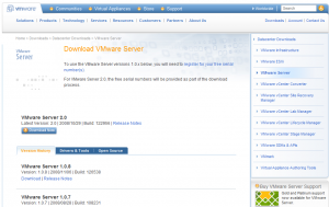 vmware site 300x189 Comment installer VMware Server ?