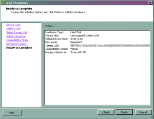 LUN Adding Resume img23082010 7 300x232 Attacher la LUN dun SAN dans la machine virtuelle dun ESX