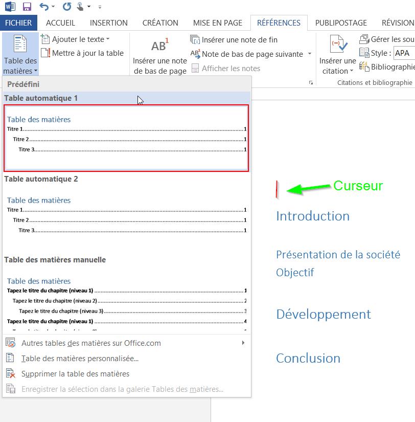 Créer Une Table Des Matières Automatique Dans Word