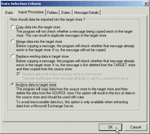 exmerge04 Supprimer des messages avec ExMerge