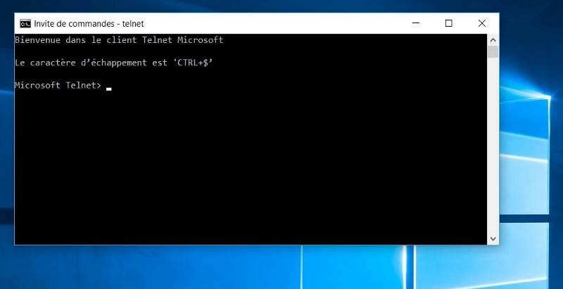 Lancer Telnet dans Windows 10