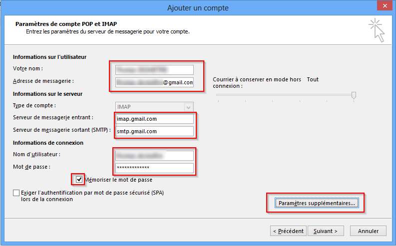 Ajouter son compte Gmail dans Outlook 2013