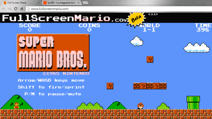 Jouer en ligne à une version complète et gratuite de Super Mario en HTML5