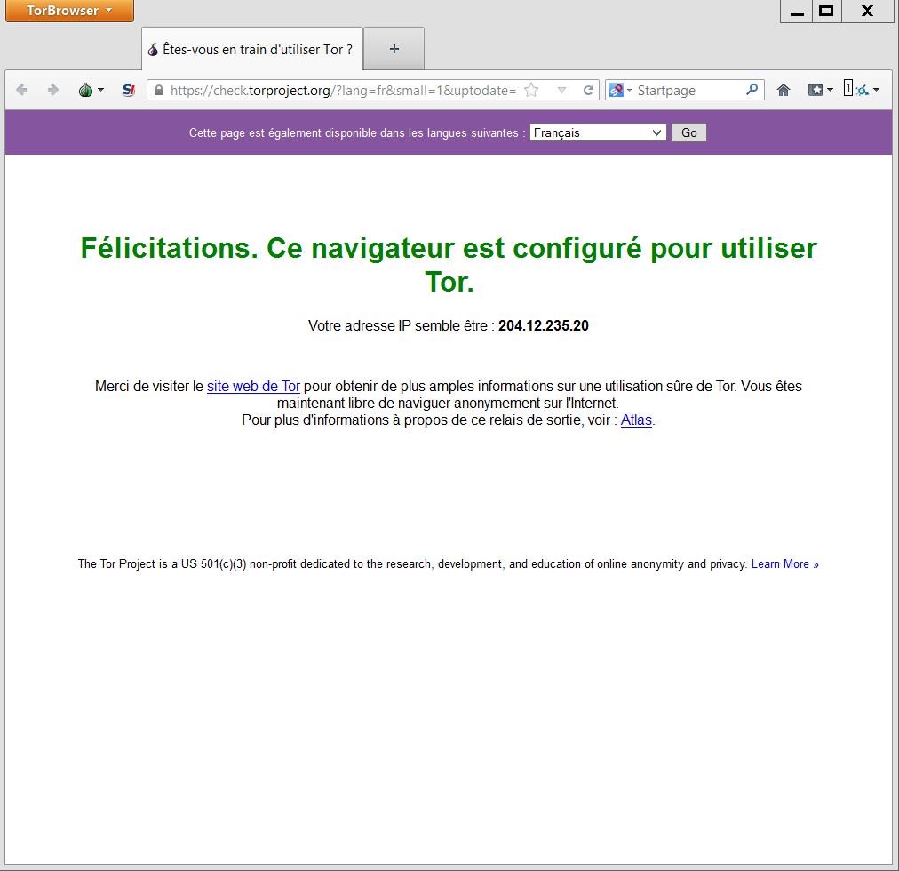 Aperçu du navigateur Tor Browser