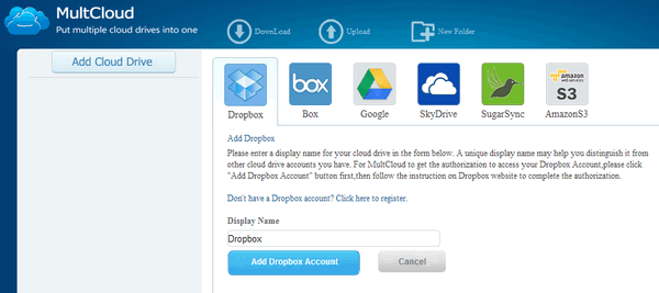 Gérer Dropbox, Google Drive, SkyDrive, Amazon Cloud Drive et Box.net depuis une seule interface avec MultCloud