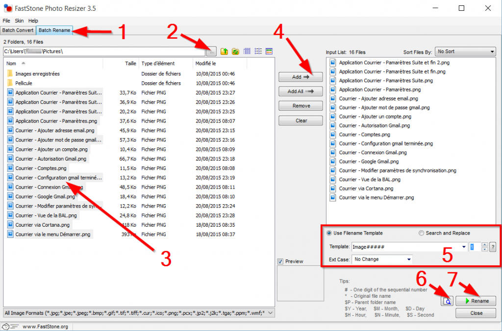 FastStone Photo Resizer Batch Rename