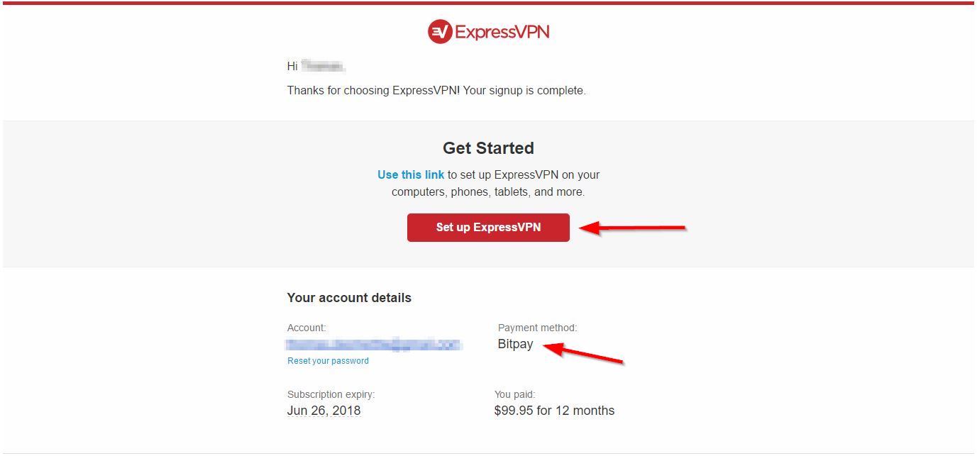 Mail de bienvenue ExpressVPN