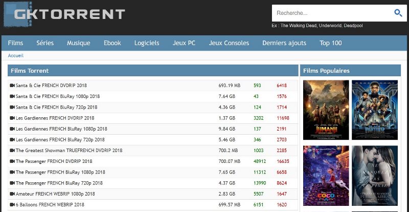 Le site de Torrent GKTorrent