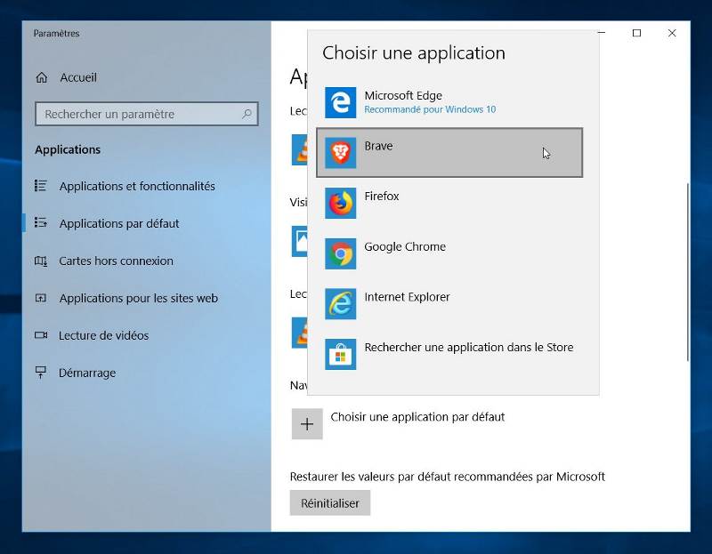 Comment changer le navigateur par défaut dans Windows 10