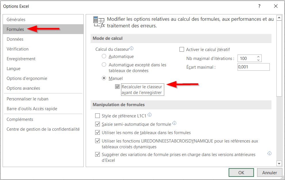 Désactiver le calcul automatique des formules dans Excel pour le rendre plus rapide