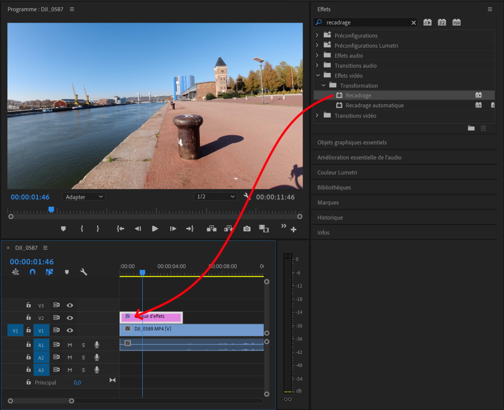 Ajouter des bandes noires dans Adobe Premiere Pro