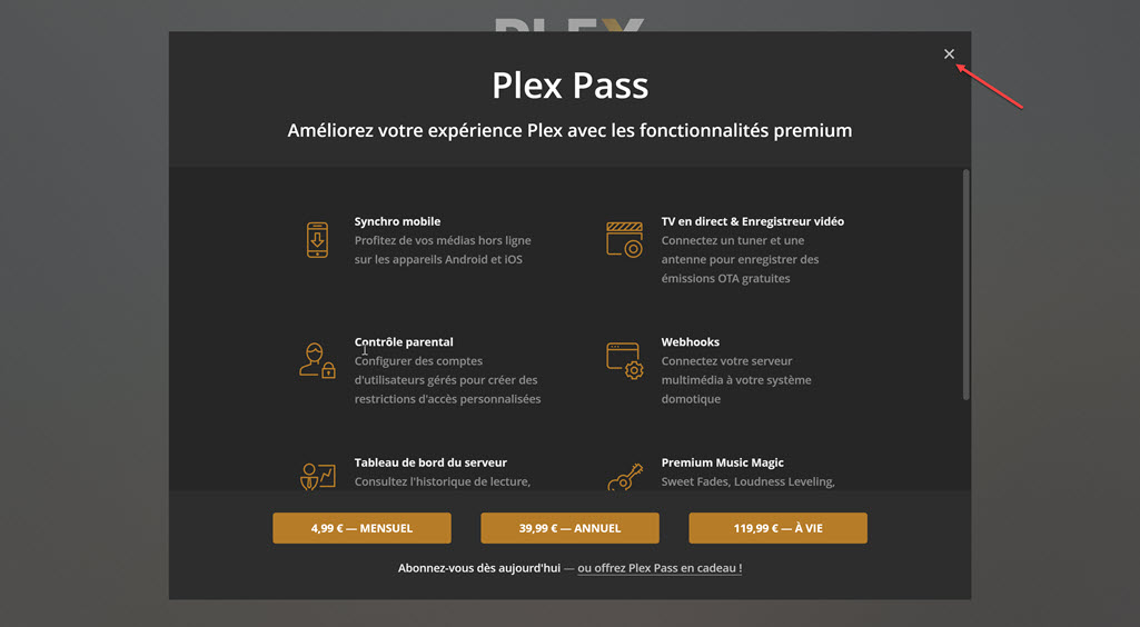 L'option Plex Pass