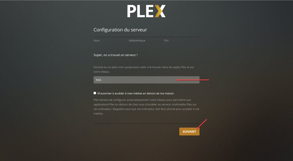 On nomme votre serveur PLEX