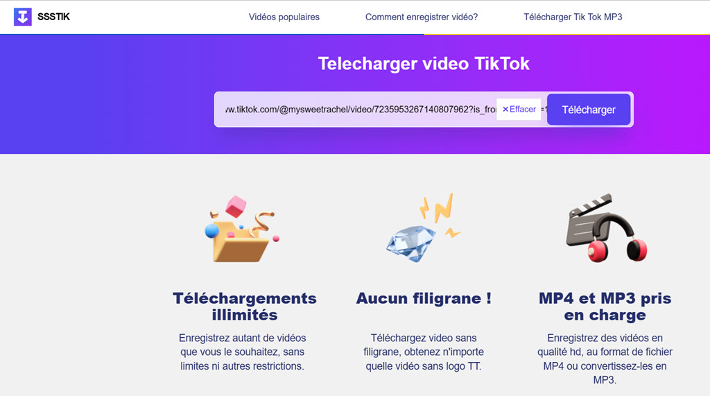 Utiliser le meilleur Downloader de vidéo TikTok ssstik.io pour scraper une vidéo
