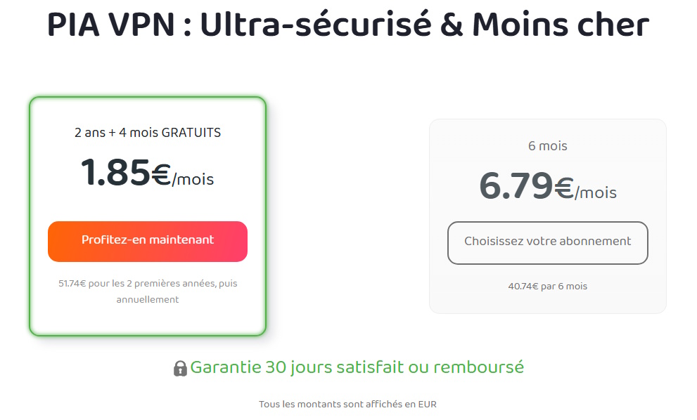 Accès à l'offre VPN de PIA VPN