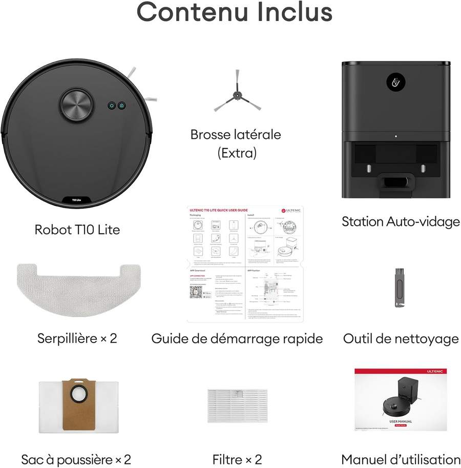 Contenu de la boîte du T20 Pro de chez Ultenic