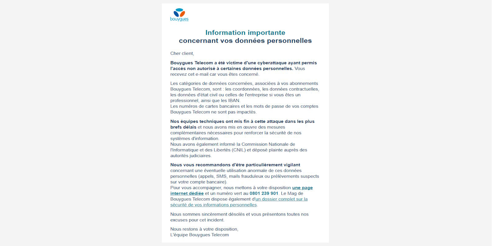 Bouygues Telecom annonce avoir été victime d’une cyberattaque