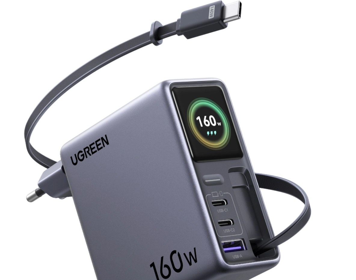 Chargeur UGREEN Nexode Pro 160W avec cable USB-C retractable et ecran intelligent