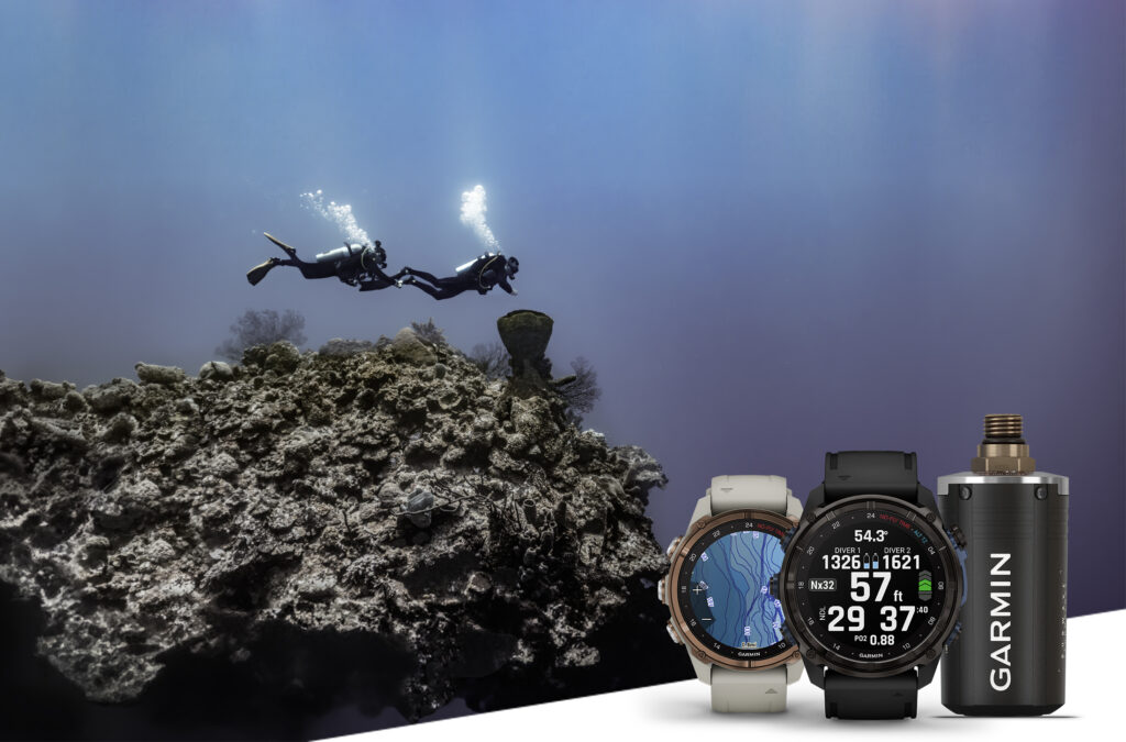 Garmin Descent Mk3 et sonde T2 utilisées comme illustration du dossier d’anticipation Garmin Descent Mk4