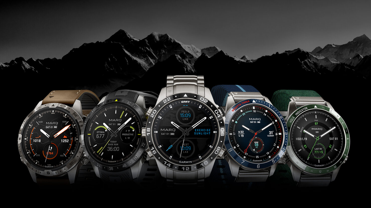 Collection Garmin MARQ Gen 2 utilisée comme visuel d’illustration pour le dossier Garmin MARQ Gen 3
