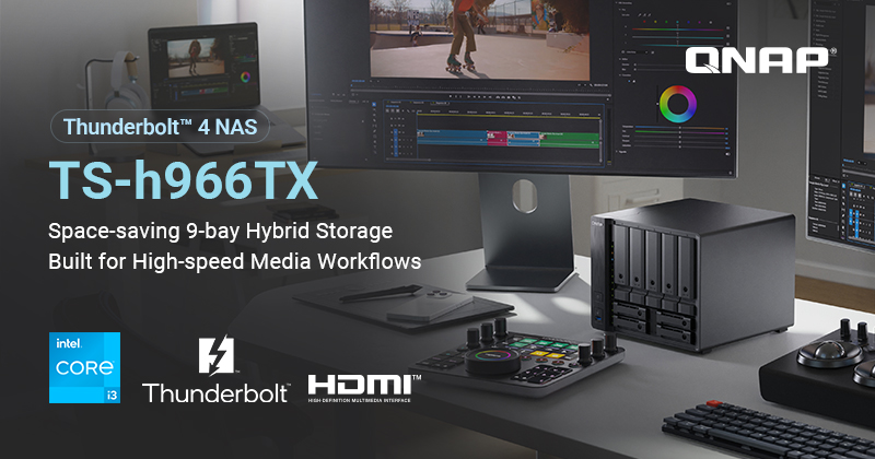 QNAP TS-h966TX, NAS hybride 9 baies Thunderbolt 4 et 10 GbE