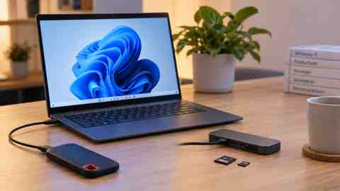 Ordinateur Windows illustrant un guide sur le split tunneling VPN