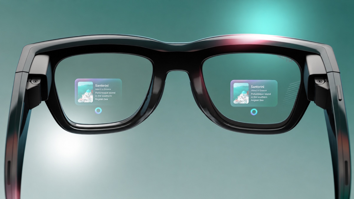 Lunettes AR futuristes avec interface Santorini