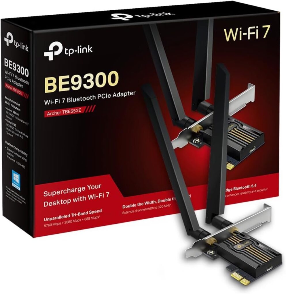 TP-Link Carte WiFi 7 PCIe BE9300 avec Bluetooth 5.4, Archer TBE552E